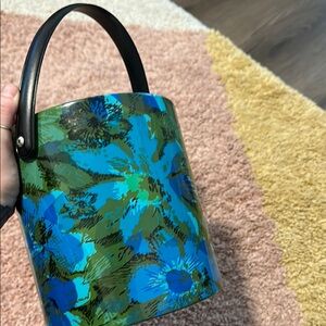 Retro Ice Bucket with Lid. 70s floral pattern / design.